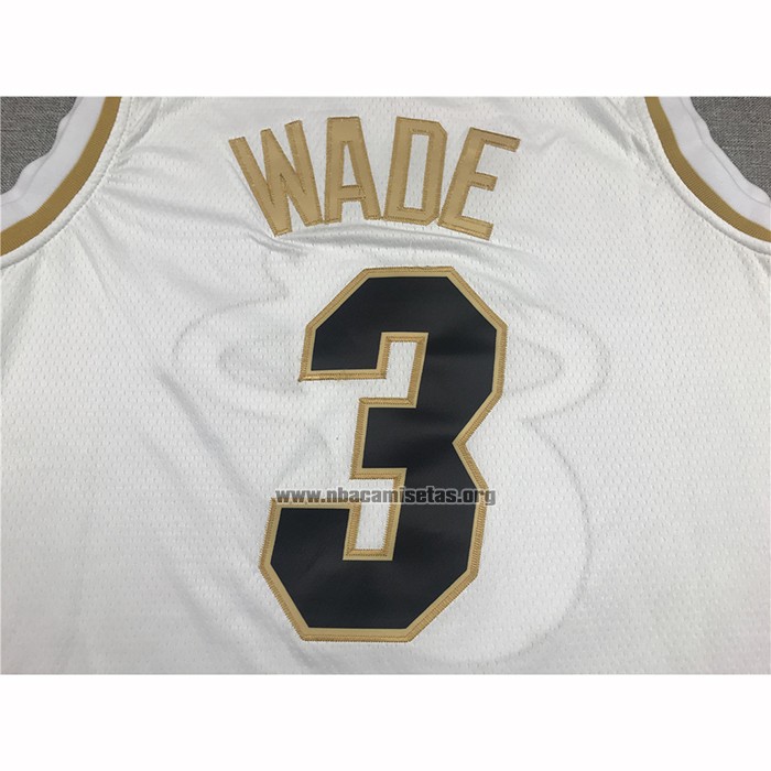 Camiseta Golden Edition Miami Heat Dwyane Wade NO 3 Blanco